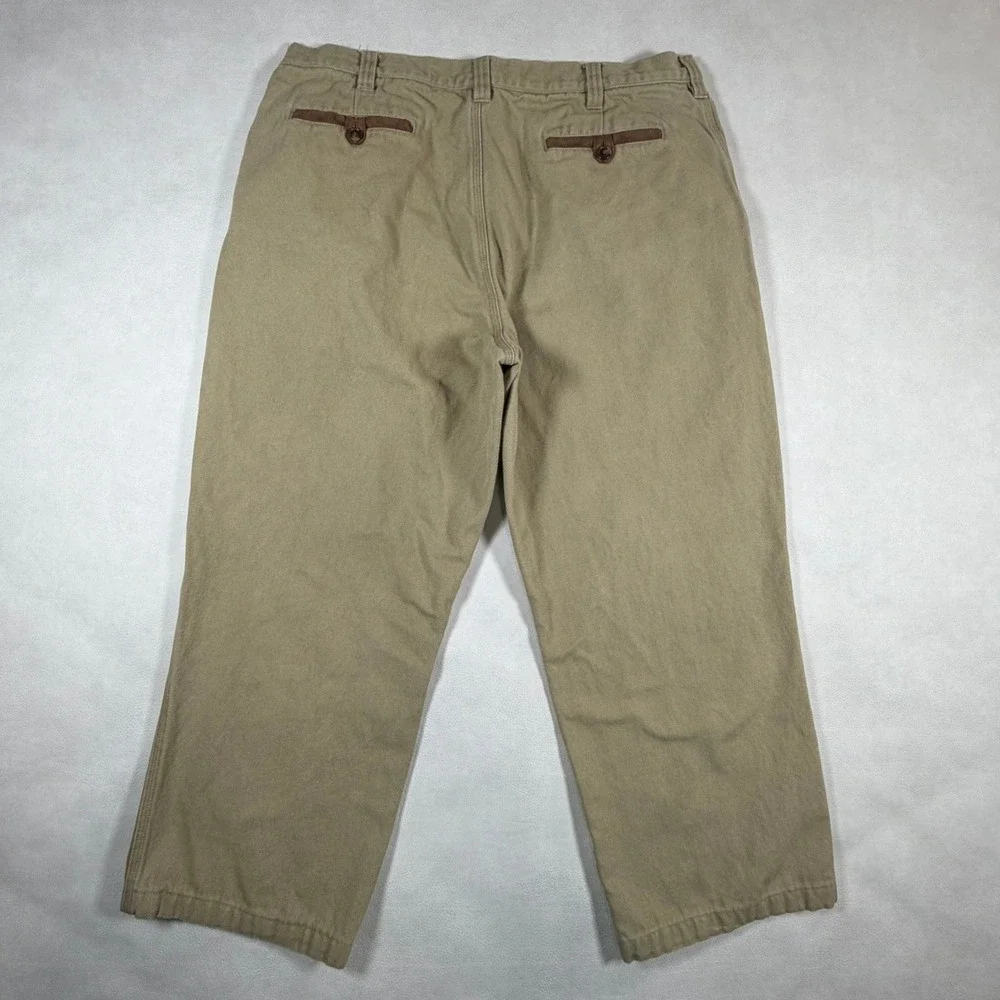 Vintage‎ Orvis Mens 38x28 Khaki Cotton Canvas Work Pants D-Ring Straight Leg Tan